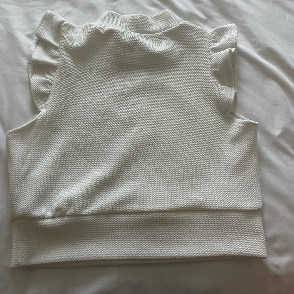 White Ruffle Crop Top - Picture 2 of 3